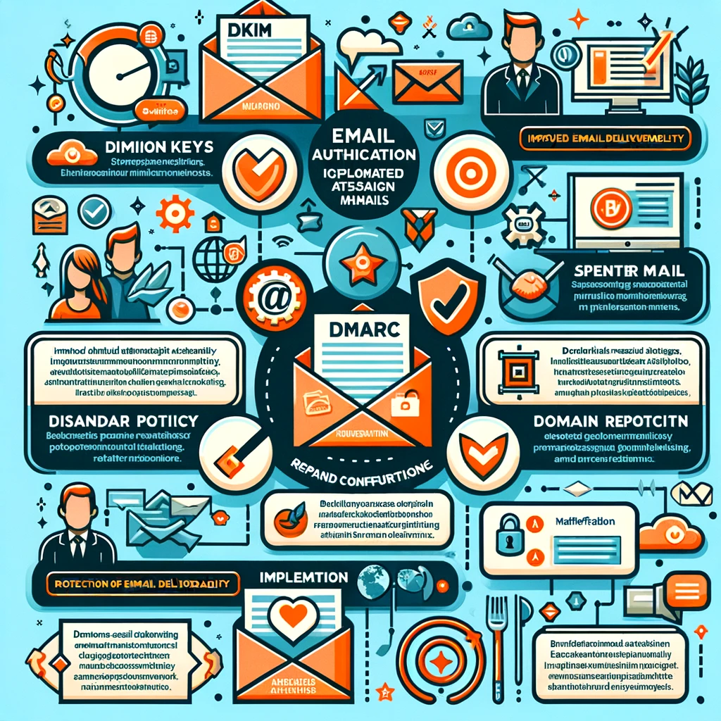 Illustrated email security infographic with icons and text.