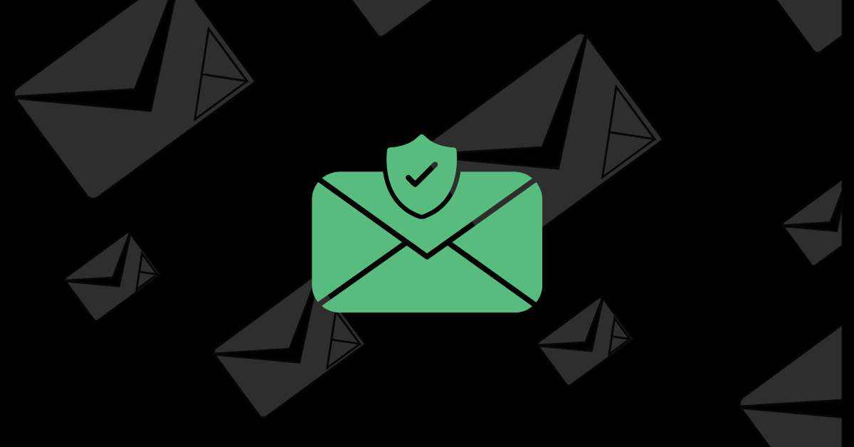 Secure email concept graphic with check mark.